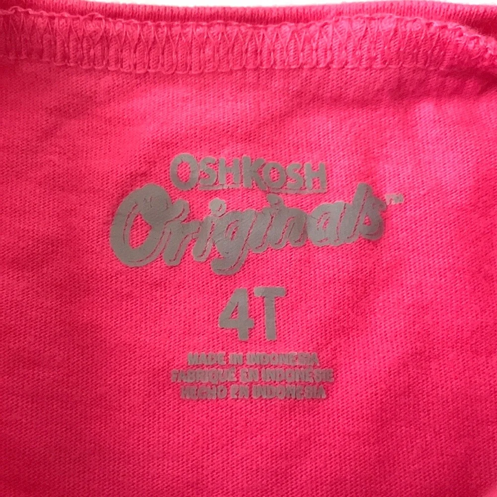 OshKosh 4T Girls Outfit Gold Star Print Leggings & Pink Long Sleeve Top Size 4